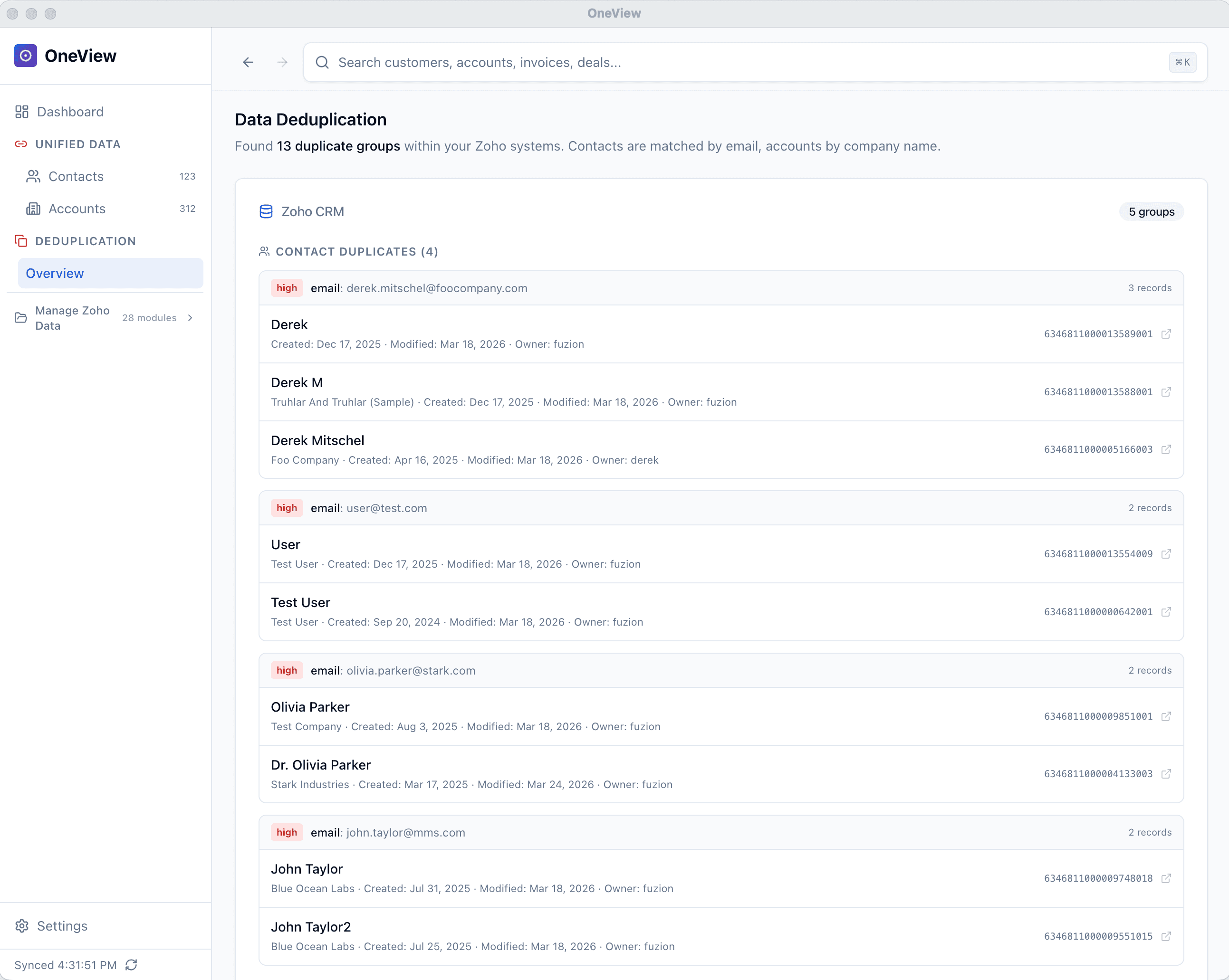 OneView — Dashboard